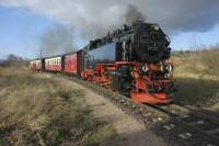 HSB-Sonderzug mit Lok 99 222 in der Einfahrt des Bf Gernrode