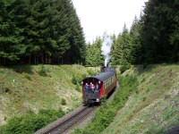 Zug von hinten bei der Scheinanfahrt vor Benneckenstein