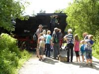 Warteschlange für die Führerstandsmitfahrten