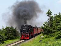 Lok 99 72 mit Zug N 8935 kurz vor Ankunft im Bahnhof Brocken am Ilsenburger Weg