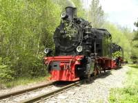 Lok 99 6101 („Pfiffi“) und Lok 99 6001 auf dem Gleis der ehemaligen Anschlussbahn des Heizwerks Silberhütte (2)