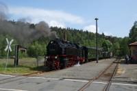 Sonderzug mit Lok 99 222 im Bf Silberhütte