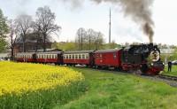 Ausfahrt des Sonderzuugs nach Stiege im Bahnhof Gernrode (Harz)